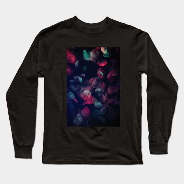 Fluorescent Jellyfish Underwater Photography Long Sleeve T-Shirt by RetroGeek